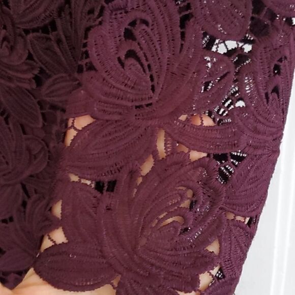 Loft Maroon Floral Lace Dress - Picture 8 of 14